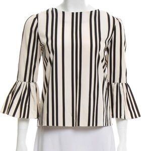Alice & Olivia Striped Flared Sleeve Top